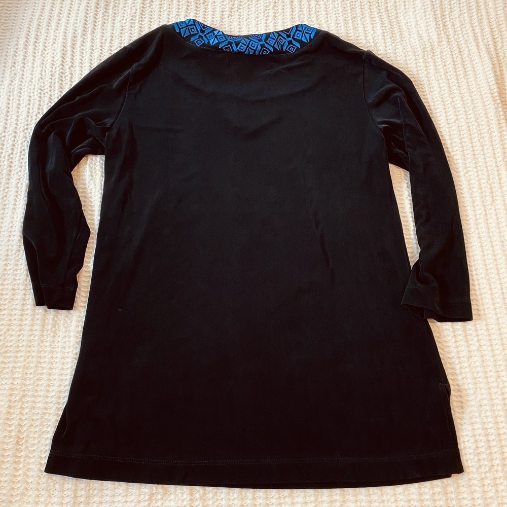 Chico's Tunic Top Blouse Women Tribal Embroidered Blue Black, Size‎ M (1) - Picture 5 of 6